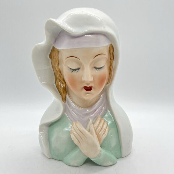 Nippon Yoko Boeki Madonna Virgin Mary Head Busy Porcelain Figurine - Picture 1 of 8